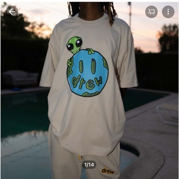 Justin Bieber Drew house Allen alien tee tshirt short sleeve oversized planet - Picture 1 of 6